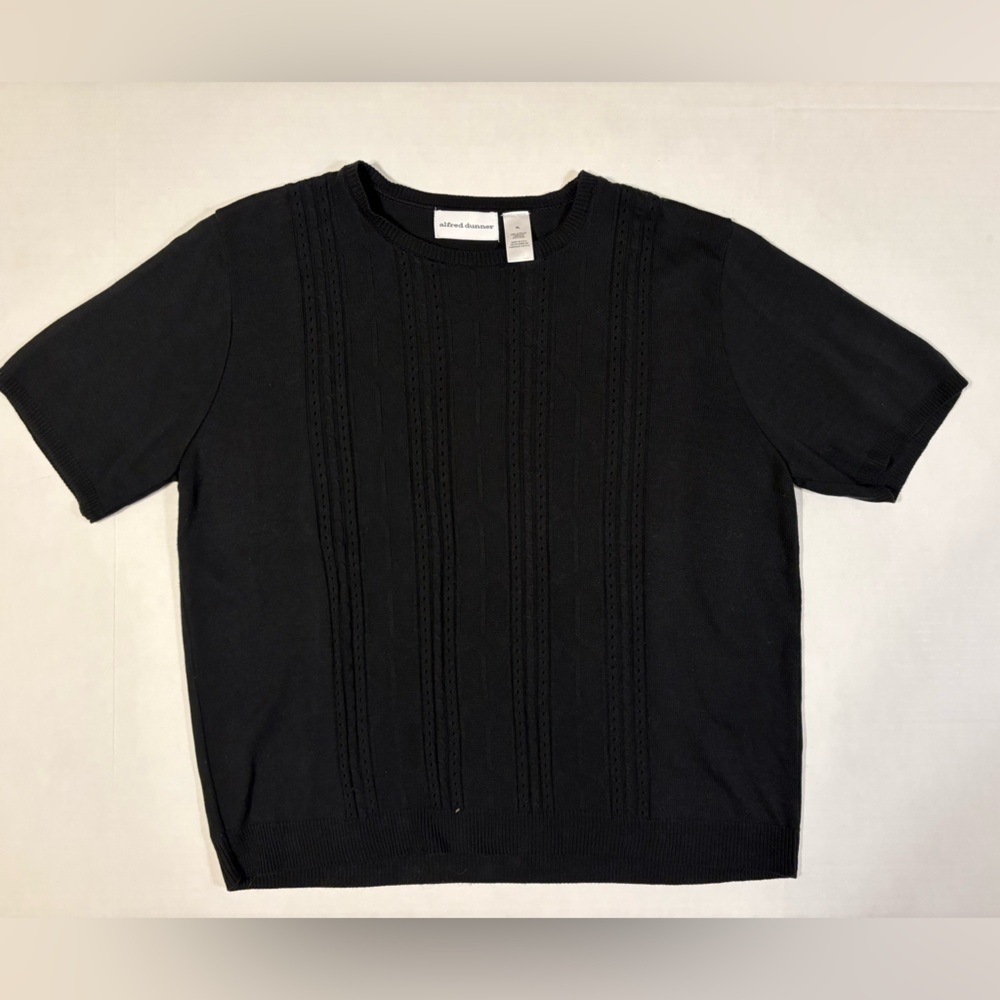 Alfred Dunner black lightweight short sleeve pullover sweater size XL